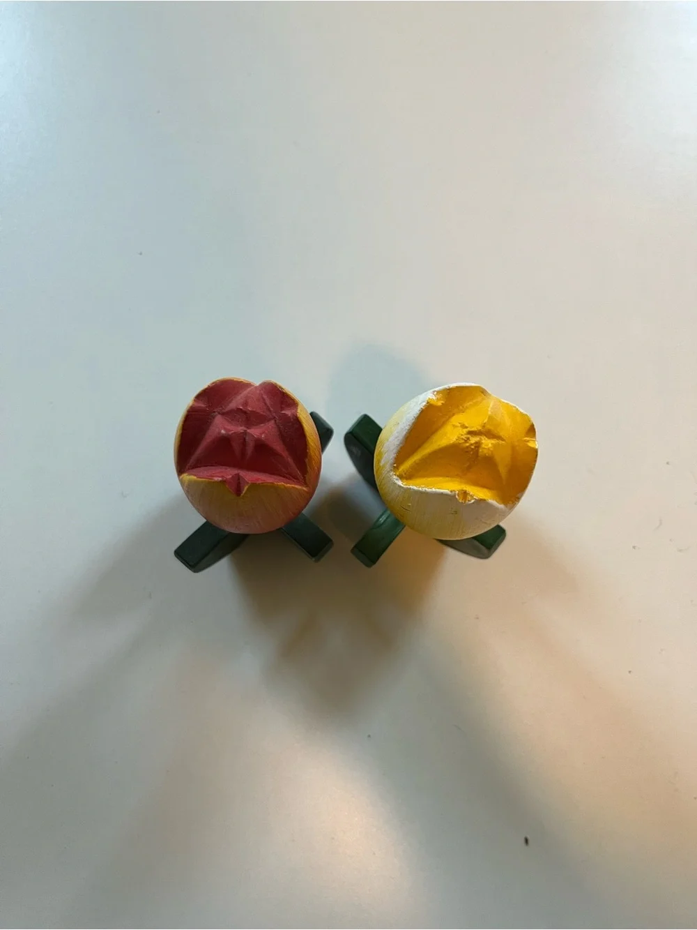 Handcrafted Wooden Tulip Pair -  Red and Yellow from Holland